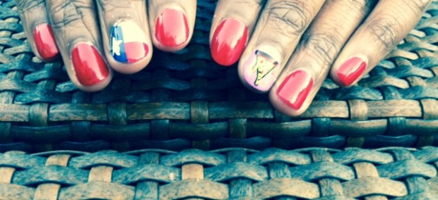 I even got my nails did at the party! Dont mind the wrinkled hands, check out those cool designs!